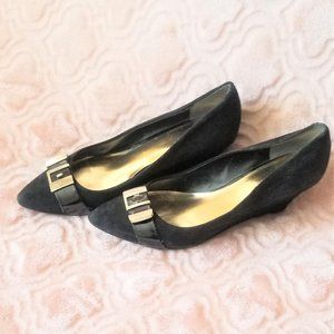 Nine West suede black pumps with buckle, size 9